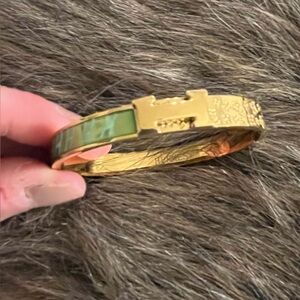 Gold and Green Bangle Bracelet